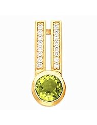 14K Yellow Gold Round Cut Peridot and Diamond Pendant -- LIFETIME WARRANTY