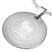 Stainless Steel Greek Key Aries Zodiac Sign Circle Pendant