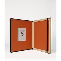 DODO-Case f�r iPad 2 handgefertigte, leinengebundene, Echt-Holz Buchbinder-H�lle mit Magnet, schwarz/orange