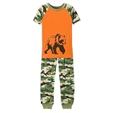 Boys' Cherokee Camouflage Cotton Pajama Set - Orange/ Green