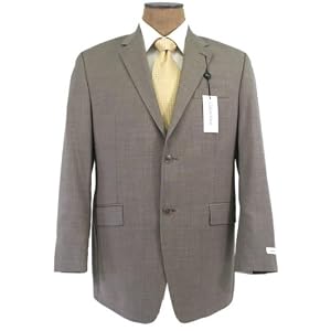 Buy Calvin Klein Mens Single Breasted 2 Button Solid Taupe Wool Suit - Size 44S by Calvin Klein
