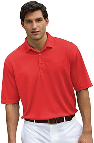 Whispering Pines Sportwear Men's Three Button Pique Polo Shirt, RED, XL