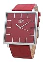 Davis - Montre Special The Big Timer Square - Bo&icirc;te Extra plate - Quartz - Bracelet en Cuir Rouge