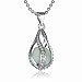 FM FM42 Silver-tone Glow in the Dark Openwork Teardrop Shaped Pendant Charm Necklace GN1005