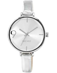 Nine West Womens NW/1555SVSV Metallic Silver-Tone Thin Strap watch