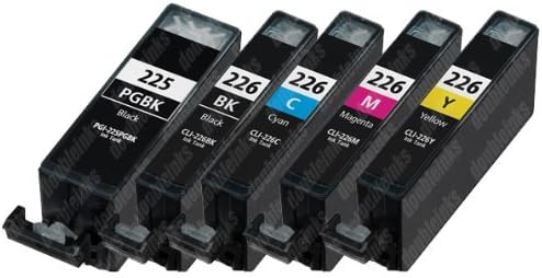 Pack of 5 Canon PGI-225BK, CLI-226BK, CLI-226C, CLI-226M, CLI-226Y compatible ink cartridges with chips for Canon Pixma iP4820, iP4920, iX6520, MG5120, MG5220, MG5320, MG6120, MG6220, MG8120, MG8120B, MG8220, MX882