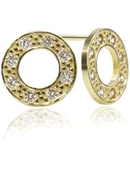 14K Yellow Gold Hollow Circle Stud Screwback Earring with Screw Back For Girls