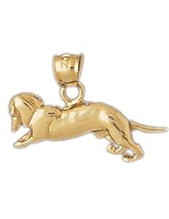 Dazzlers Solid 14 karats gold Dachsund Dog Charm Pendant Available in three colors from jewelsberry (weights: 1.6 grams only)