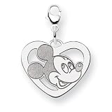Sterling Silver Disney Mickey Heart Lobster Clasp Charm