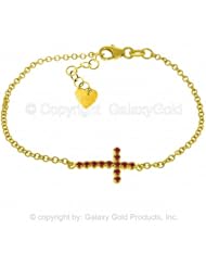 Ruby Cross Bracelet in 14k Yellow Gold