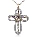 18k Yellow Gold Plated Sterling Silver Multi-Gemstone and Diamond Cross Pendant, 18″