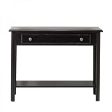 Entryway Console Sofa Table with Drawer in Black Matte Distressed Finish