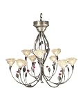 Dale Tiffany TH60356 White Rose Light Fixture, Antique Silver and Glass Shade