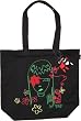 Emily the Strange Flower Face Black Canvas Tote Bag