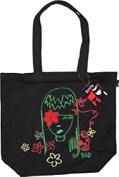 Emily the Strange Flower Face Black Canvas Tote Bag