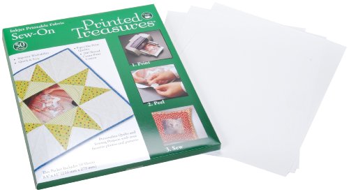 Dritz Printed Treasures Inkjet Printable Fabric, Sew In, 50 Sheets
