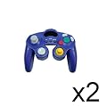 Eaxus-Lot de 2 Manettes de Jeu Analogiques et Vibrantes - Bleue - Console GC Nintendo GameCube Wii