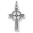 Solid Sterling Silver Celtic & Iona Antiqued Cross Pendant