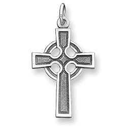 Solid Sterling Silver Celtic & Iona Antiqued Cross Pendant