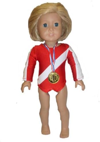 Red &amp; White Gymnastics Outfit for 18 inch dolls like American Girl / doll clothes made in the USA!