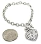 Designer Look Crystal Heart Crown Charm Toggle Bracelet Silver Tone Comes Gift Boxed
