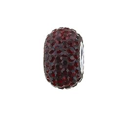 FROLIC Sterling Silver Garnet Crystal Roundel Charm