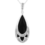 10k White Gold Onyx and Diamond-Accent Pendant (.048 cttw), 18"