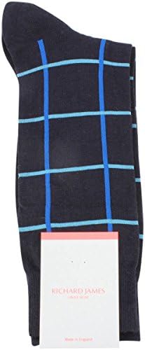 Navy/Blue Chepen Grid Socks by Richard James