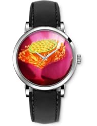 SPRAWL Aanalog Fashion Series Silver Ladies Watches of Genuine Black Leather Strap,Unique Wrist Watch for Women Girls Designed with Flower Center