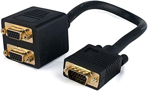 SINNRY 1 Male to 2 Female VGA Converter Splitter Cable Connector Adapter M/F Black