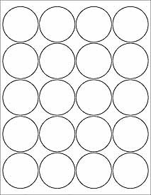 (12 SHEETS) 240 2 INCH ROUND CIRCLE WHITE STICKERS FOR INKJET & LASER PRINTERS - 8-1/2X 11 SHEETS LABELS