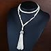 Babeyond ART DECO 1920's Flapper Great Gatsby Inspired CROWN TASSEL Necklace of Imitation Pearls