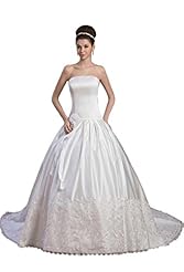 Strapless Satin Lace  Dress with a Chapel Train 