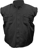 Mens Black Cotton Twill Sleeveless Shirt