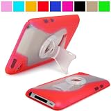 Durable Protective Two Tone Rubberized Crystal Hard Case Cover with Stand Alone Kickstand for Apple iPod Touch 4th Generation (8GB 16GB 32GB) (Many Colors Available), Pink
