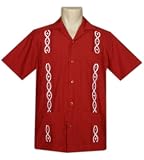 Men's Guayabera Shirt - Cool Mexican, Cuban Wedding and Cigar Clothing, Dark Red