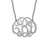Sterling Silver Fancy Monogram Necklace (20 Inches)