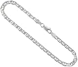 4mm Men's Real 925 Sterling Silver Flat Mariner Chain Anchor Link Necklace