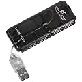 mumbi USB HUB - USB 2.0 - 4 Port Anschl�sse - Bus powered - ohne Netzteil - Plug & Play - Windows 2000 XP Vista 7 Mac Os transparent schwarz