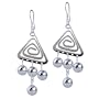 925 Sterling Silver Dangling Triangle Ball Dangle Earrings