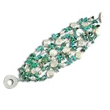 Reconstituted Turquoise and White Pearl Bracelet by Sajen