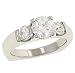 3 Stone Diamond Engagement Ring with 2 Bar Set Side Stones 0.55cttw (Center Stone Not Included)