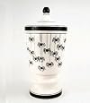 Halloween SPIDER Web Cookie Candy JAR Canister Urn with Lid, Black & White