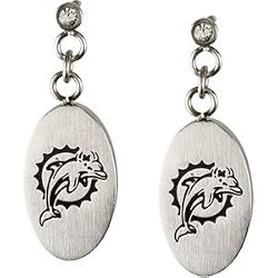 Stainless Steel Miami Dolphins Logo Dangle Earrings