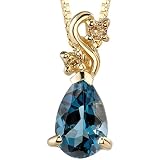 Dazzlingly Amorous 1.04 cts Pear Shape London Topaz Diamond Pendant 14Kt Yellow Gold