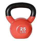 GoFit 25-Pound Orange Kettlebell with Vinyl Coating, Iron Core Training DVD and Exercise Booklet