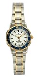 Peugeot Ladies Two Tone Blue Sport Bezel Bracelet Watch with a White Dial, Luminous Hands, and an Adjustable Fold Over Clasp