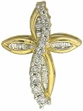10k Yellow Gold Diamond Journey Cross Pendant (1/3 cttw)