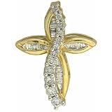 10k Yellow Gold Diamond Journey Cross Pendant (1/3 cttw)