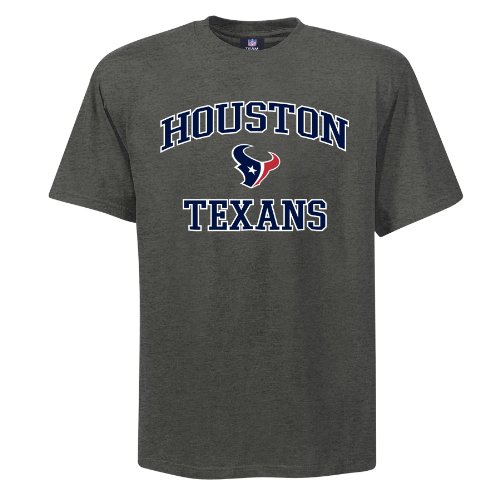 NFL Men's Houston Texans Heart And Soul II Adult Short Sleeve Basic Tee (Charcoal Heather, Large)